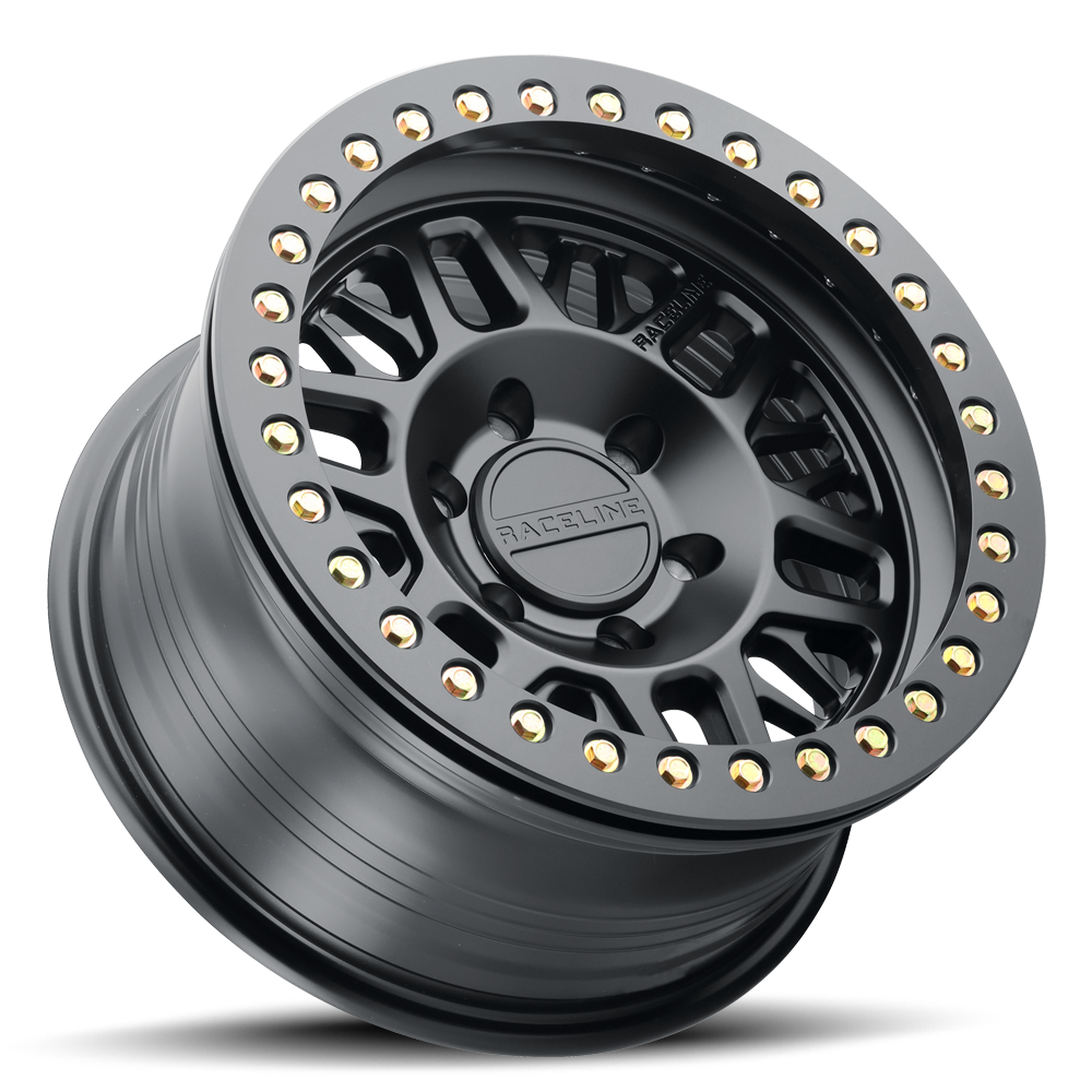 Raceline Ryno Cast Beadlock RT951B 17x9 8 on 165.1 -38 Offset Satin Black Black Beadlock Ring