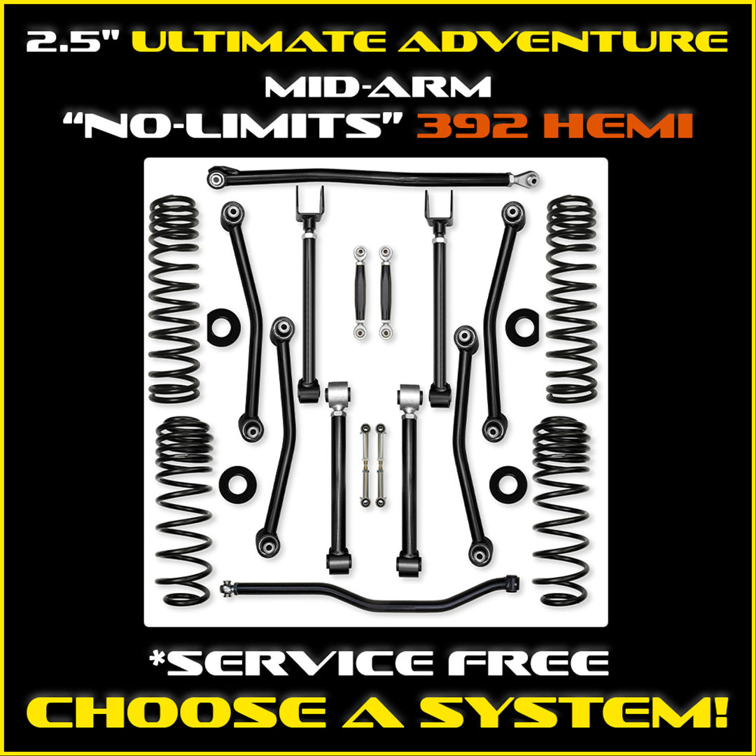 Rock Krawler JLU 2.5" Ultimate Adventure 392 Mid-arm System - 392 4 Door - Skinny Pedal Racing