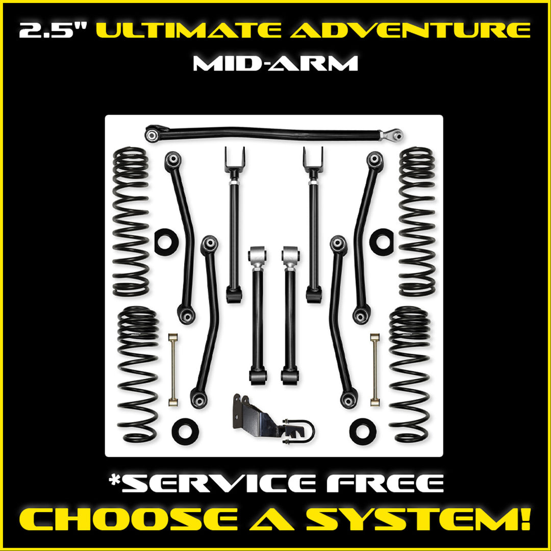 Rock Krawler JLU 2.5 Ultimate Adventure Mid-arm System - Gas 4 Door Non-Rubicon