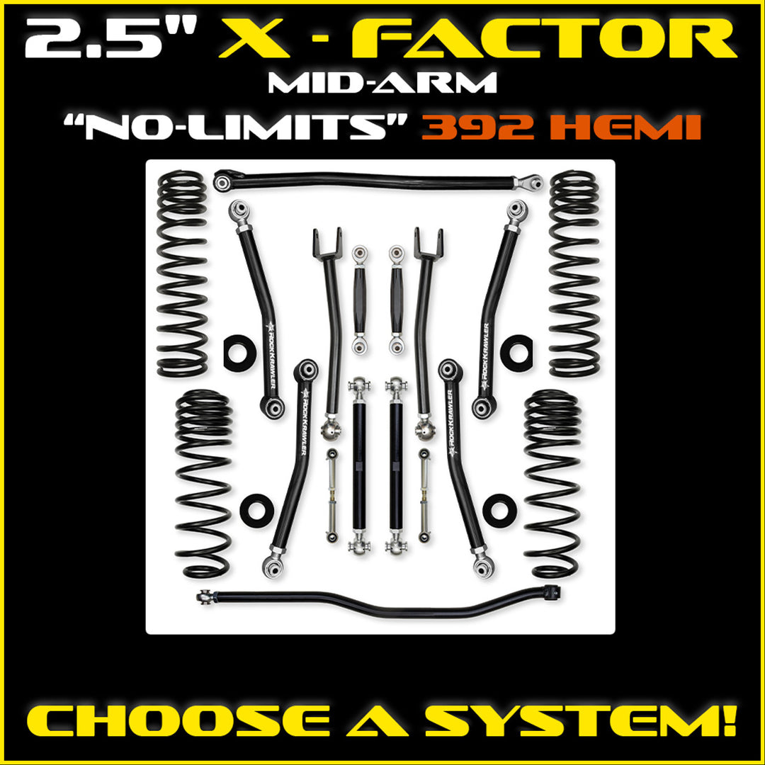 Rock Krawler JLU 2.5 X-Factor 392 Mid-arm No-Limits System - 392 4 Door