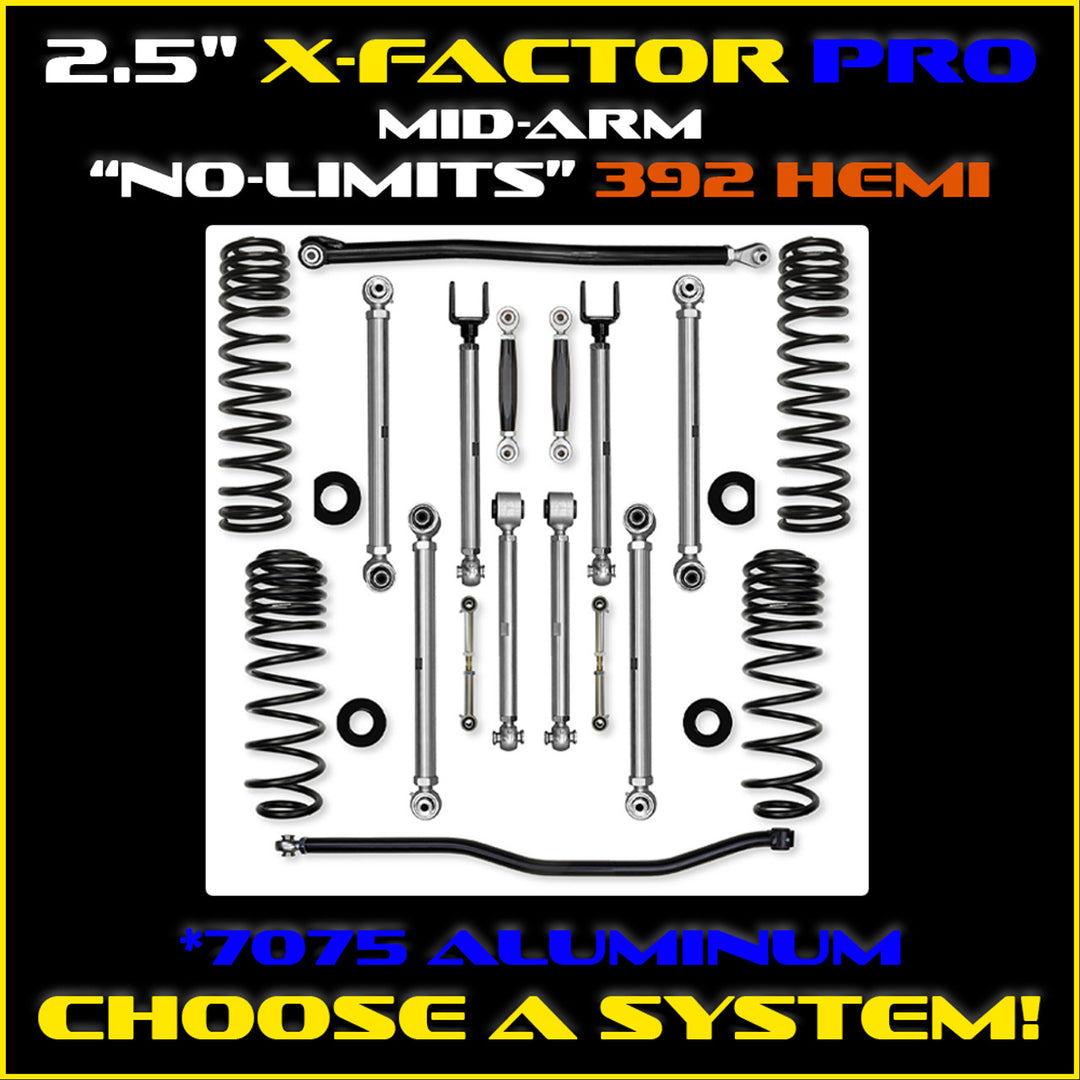 Rock Krawler JLU 2.5" X-Factor PRO 392 Mid-arm "No-Limits" System - 392 4 Door