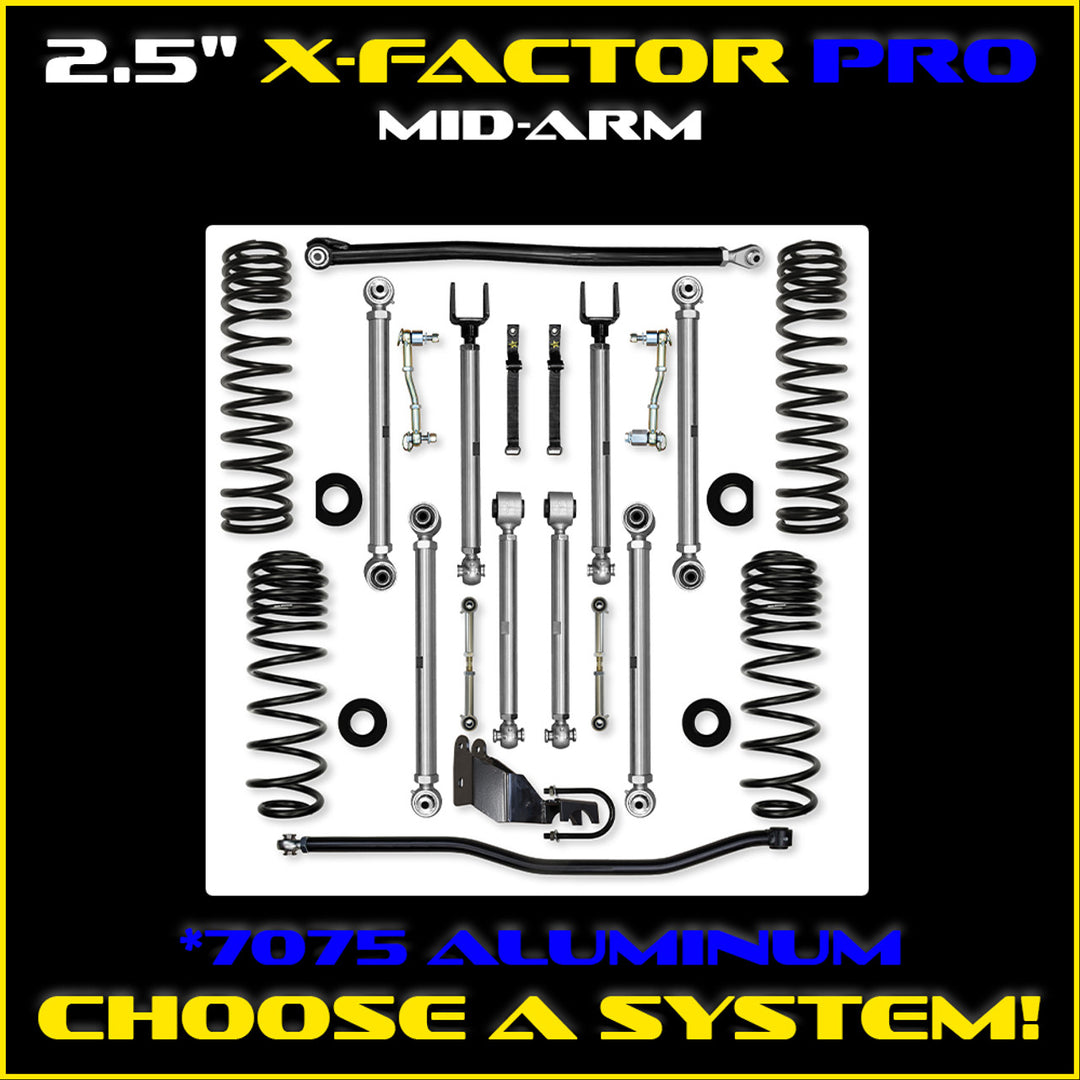 Rock Krawler JLU 2.5" X-Factor PRO Mid-arm System - Gas 4 Door Non-Rubicon
