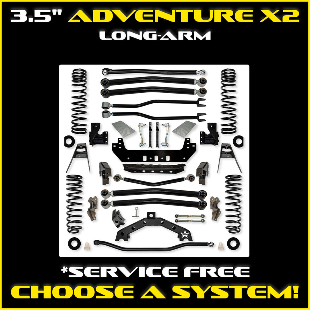 Rock Krawler JLU 3.5" Adventure - X2 Long-Arm System - Gas 4 Door Non-Rubicon - Skinny Pedal Racing