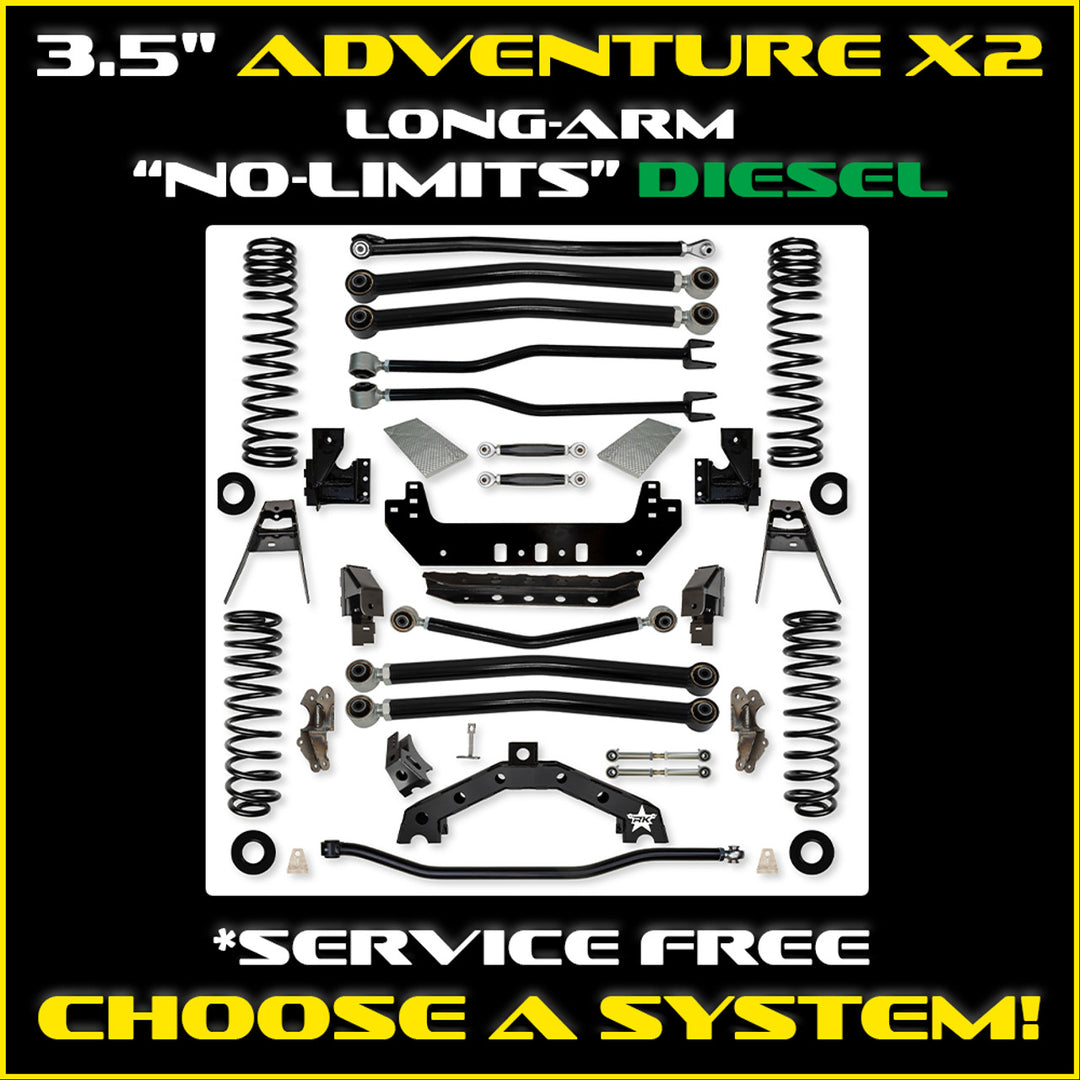Rock Krawler JLU 3.5 Adventure - X2 No-Limits Diesel Long-Arm System - Non-Rubicon 4 Door