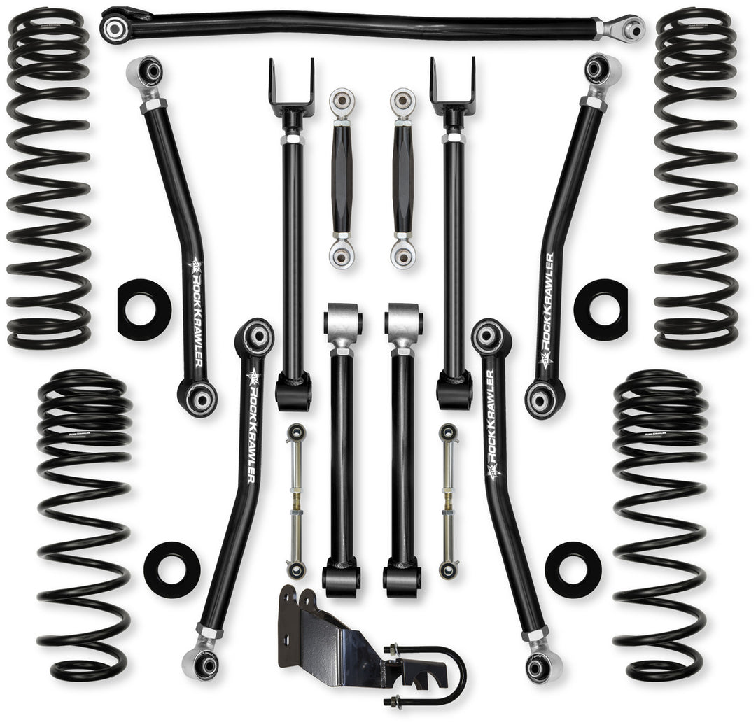 Rock Krawler JLU 3.5" Adventure - X Mid-arm "No-Limits" System - 4 Door Gas Rubicon - Skinny Pedal Racing