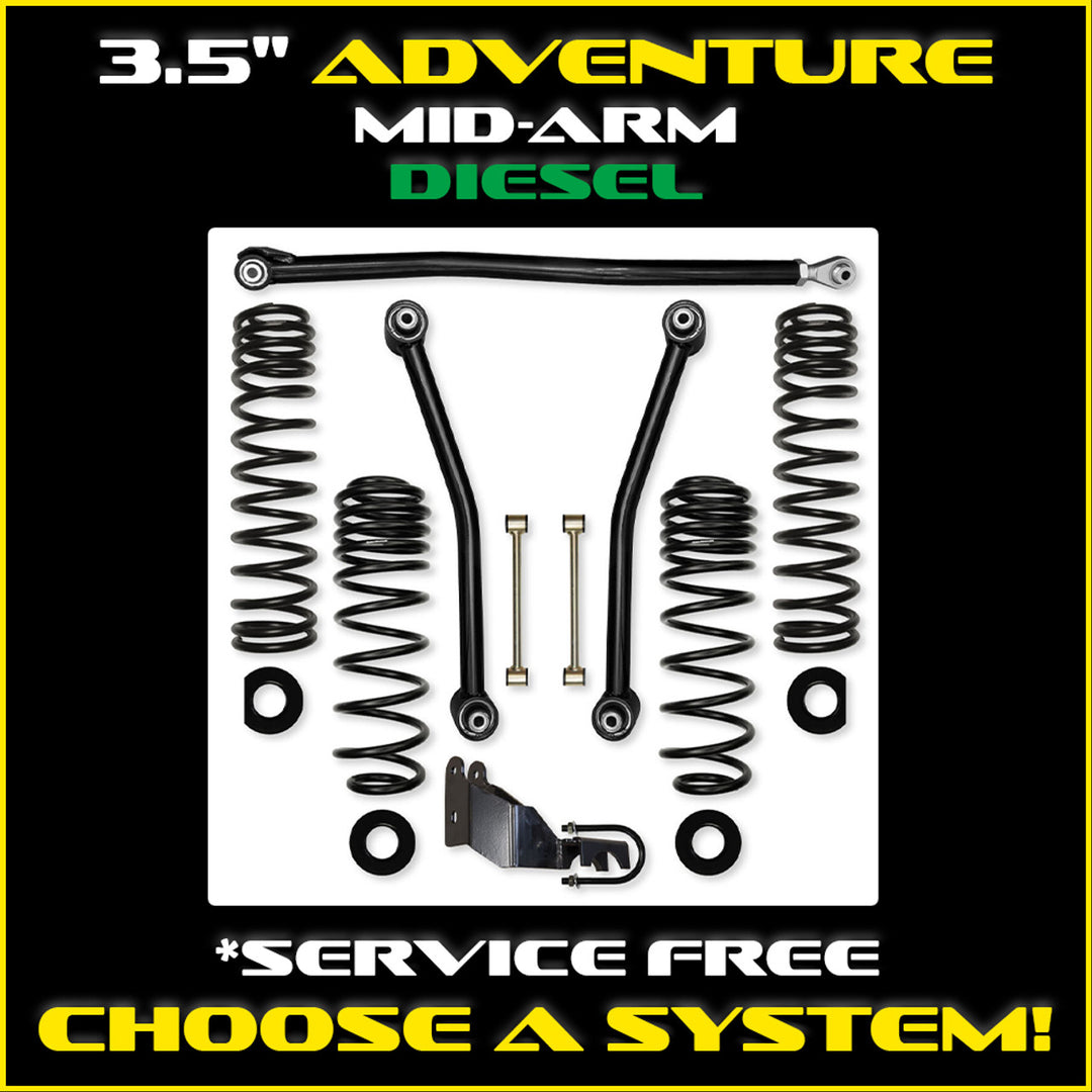 Rock Krawler JLU 3.5 Adventure Diesel Mid-arm System - Non-Rubicon 4 Door