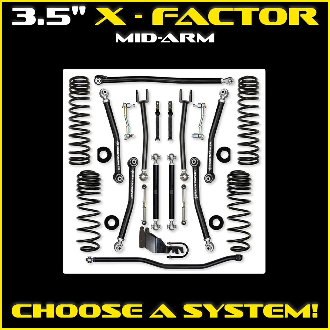 Rock Krawler JLU 3.5 X-Factor Mid-arm System - Gas 4 Door Non-Rubicon