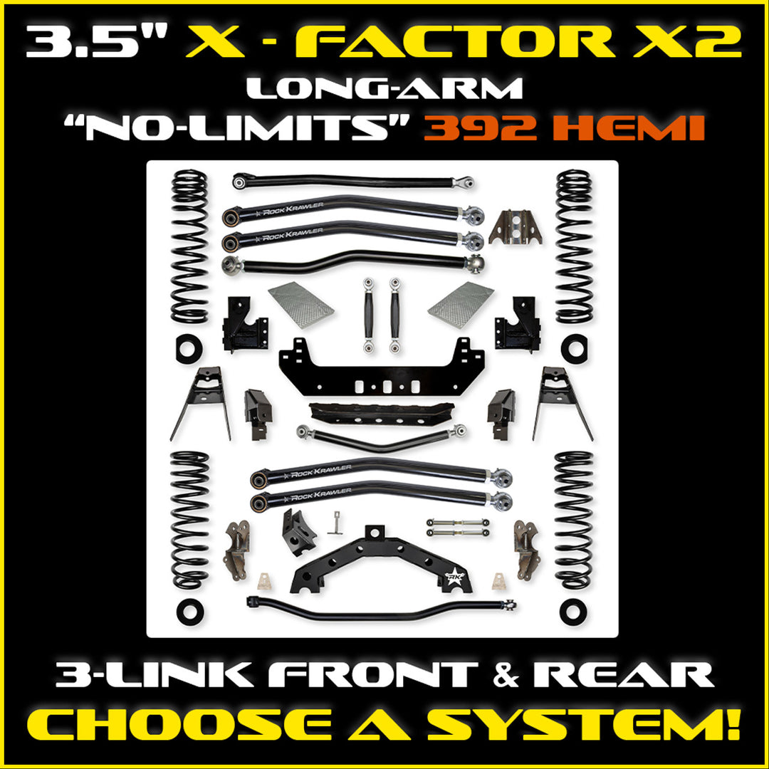 Rock Krawler JLU 3.5 X - Factor X2 392 No-Limits Long-Arm System - 392 4 Door