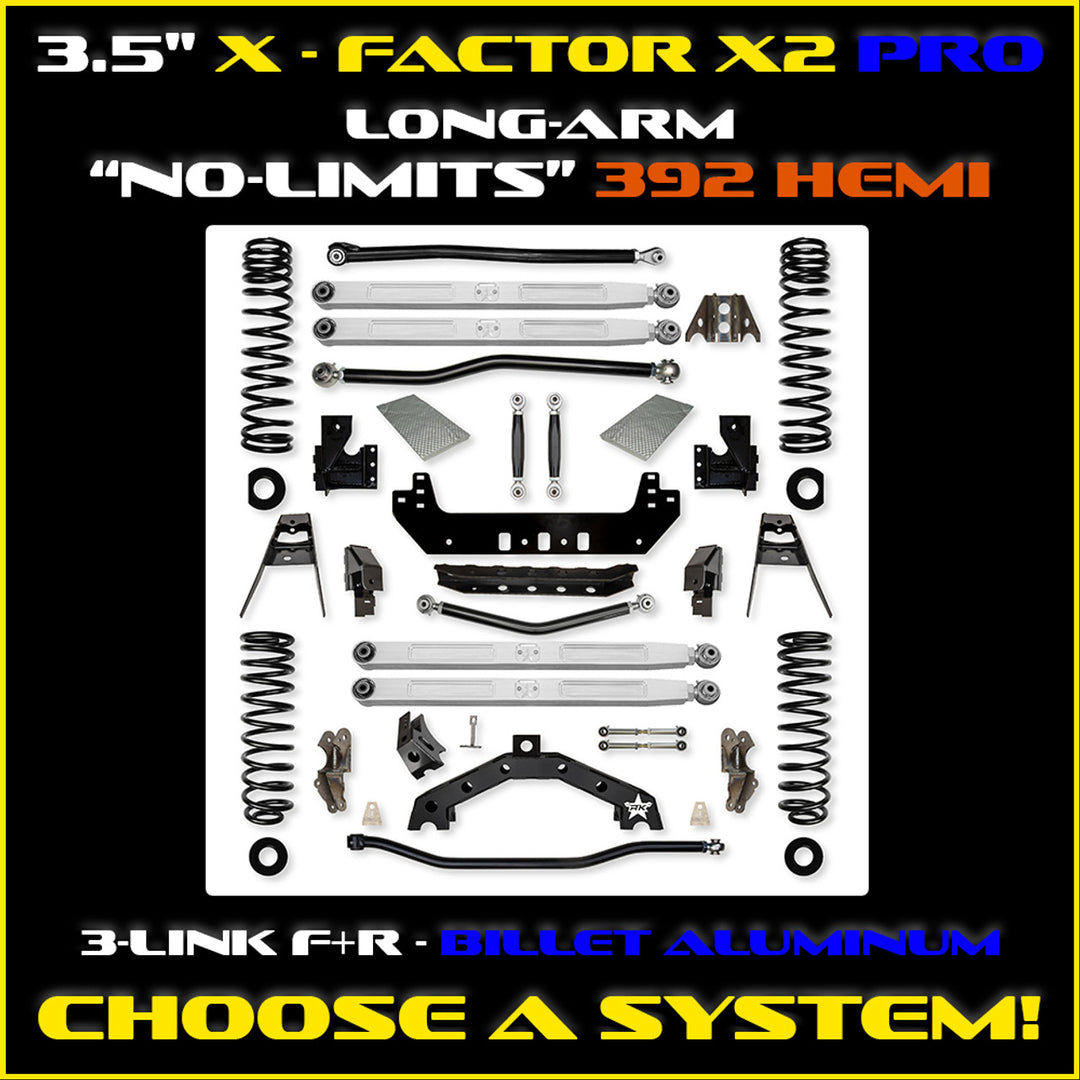 Rock Krawler JLU 3.5 X - Factor X2 392 PRO No-Limits Long-Arm System - 392 4 Door