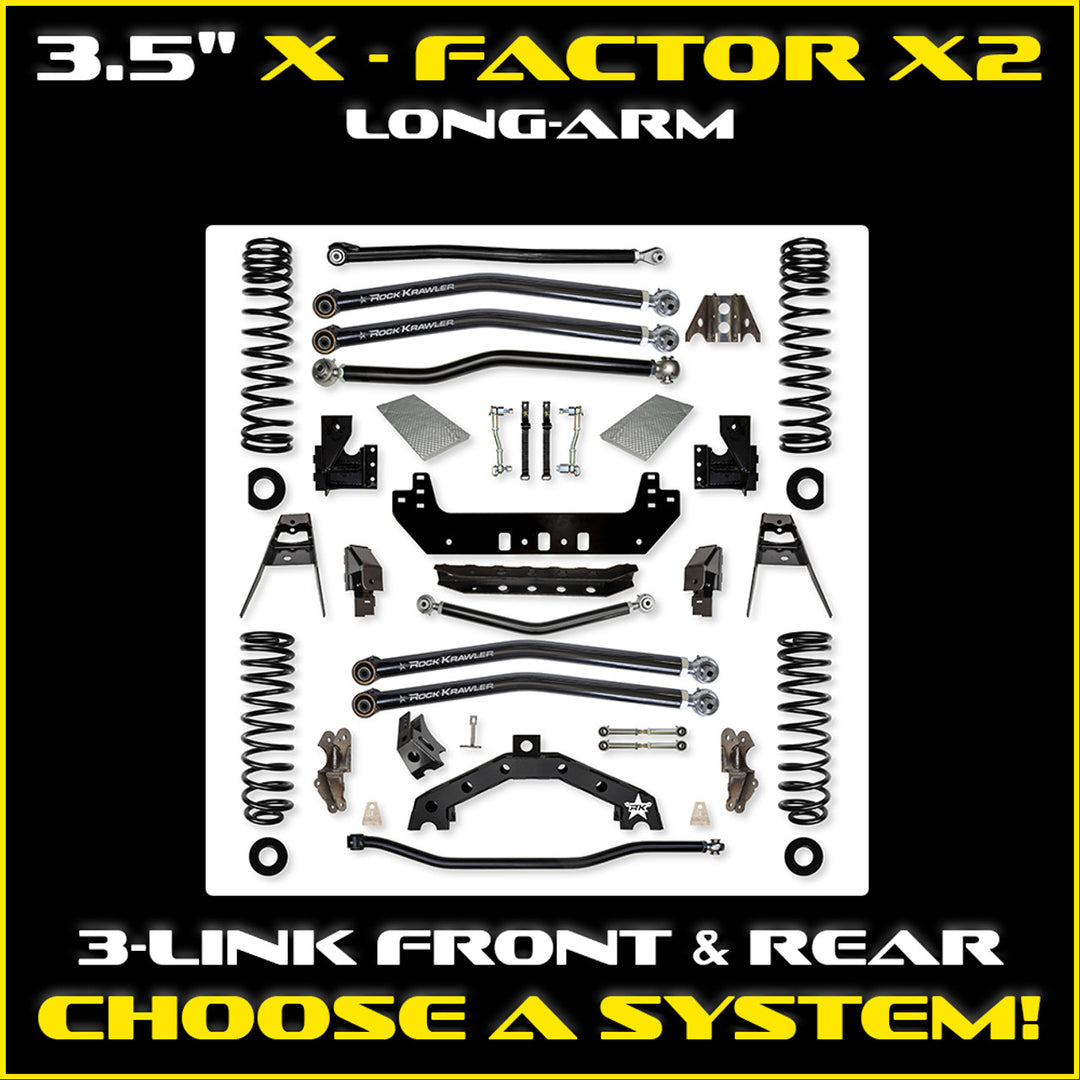 Rock Krawler JLU 3.5 X - Factor X2 Long-Arm System - Gas 4 Door 