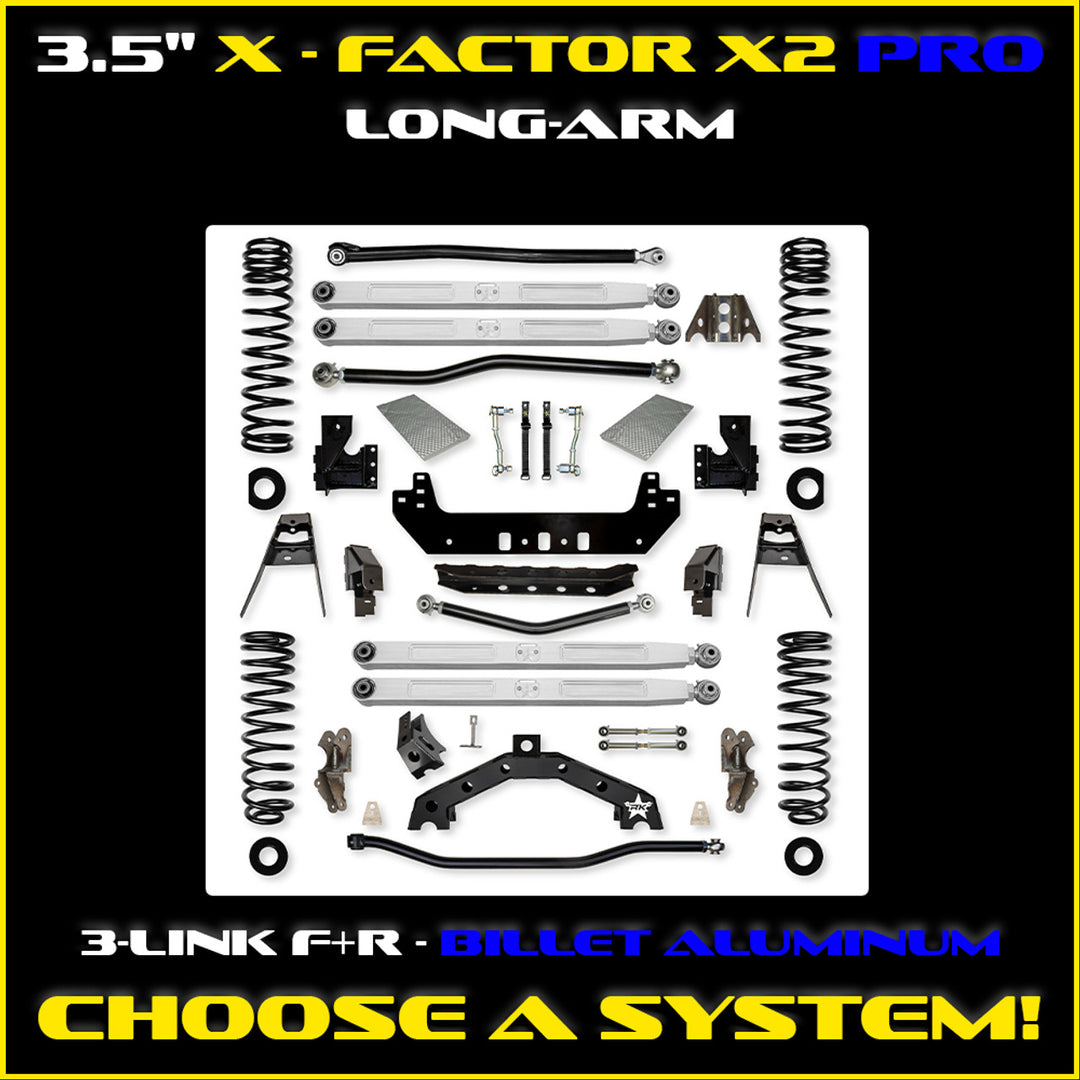 Rock Krawler JLU 3.5 X - Factor X2 PRO Long-Arm System - Gas 4 Door 
