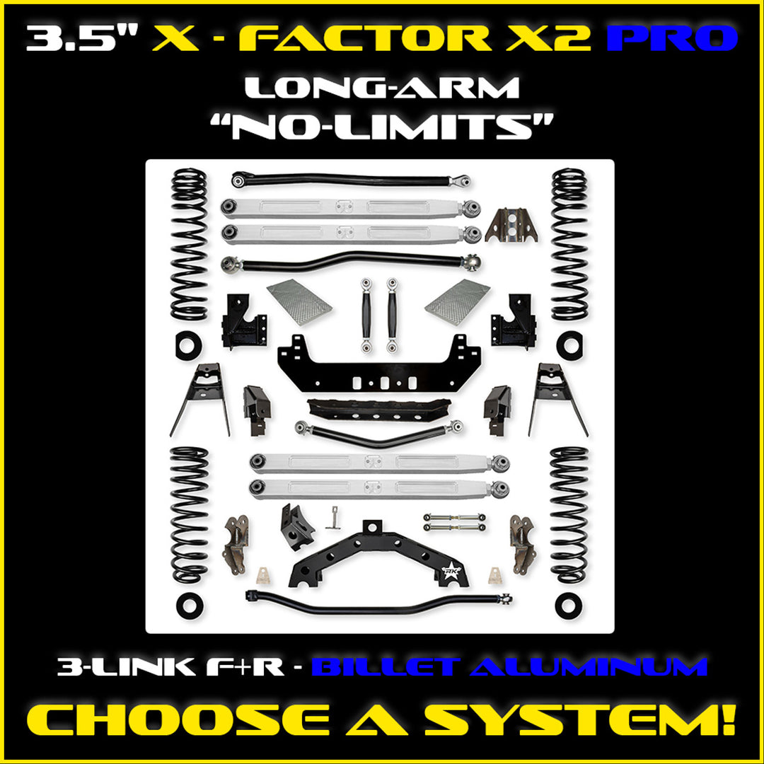 Rock Krawler JLU 3.5" X - Factor X2 PRO "No-Limits" Long-Arm System