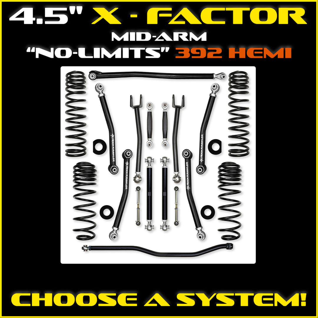 Rock Krawler JLU 4.5 X-Factor 392 Mid-arm No-Limits System - 392 4 Door