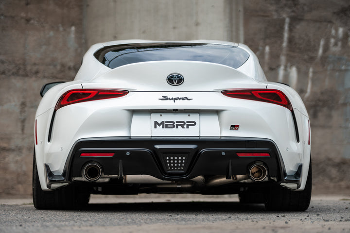 MBRP 20-26 Toyota Supra T304 Stainless Steel 3" Cat-Back Dual Rear Outlet with Burnt End Tips 2 4.5" T305 S43003BE