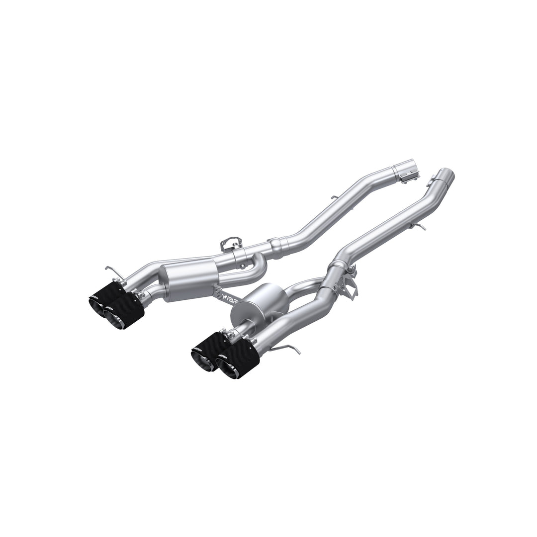 MBRP 2021-Up BMW M4 G82 and M3 G80 T304 Stainless Steel 3" Axle-Back Quad Rear Exit with Carbon Fiber Tips S45033CF