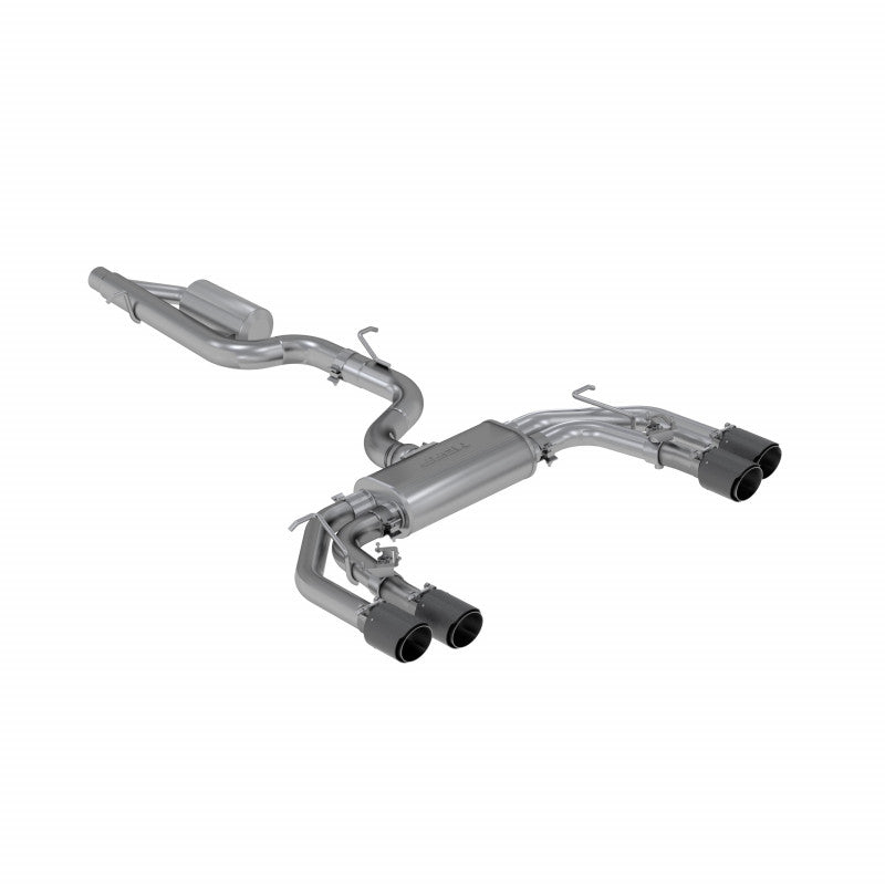 MBRP 2015-2020 Audi S3 T304 Stainless Steel 3" Cat Back Quad Split Rear Exit with Carbon Fiber Tips Active S46043CF