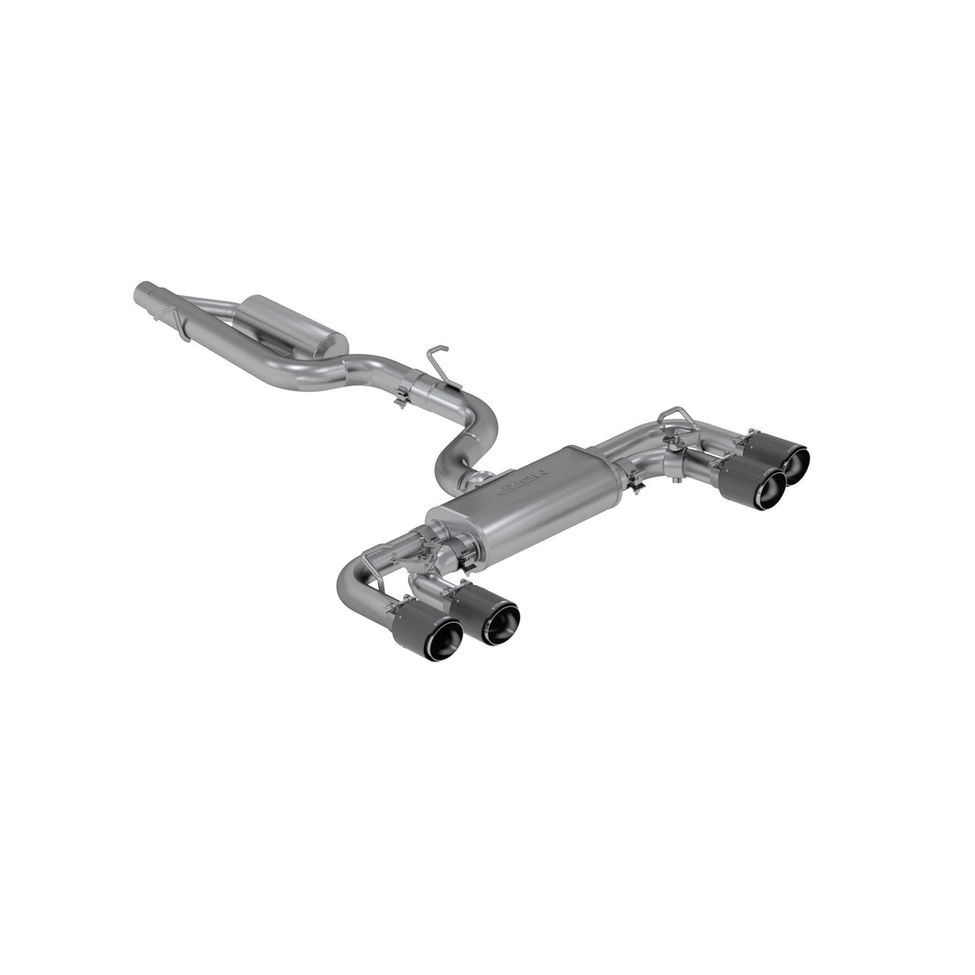 MBRP 2015-21VW Golf R T304 Stainless Steel 3" Cat-Back Active Quad Rear Exit with Carbon Fiber Tips S46053CF