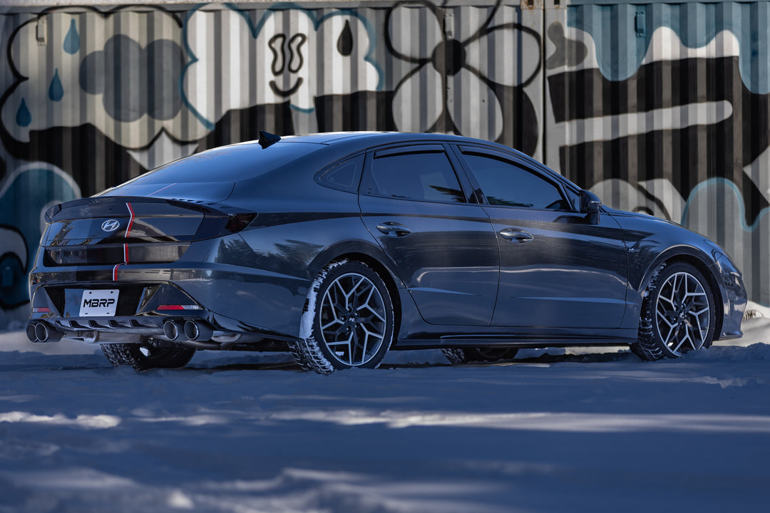 MBRP 21-23 Hyundai Sonata N Line 2.5L Turbo, Armor Pro 2.5" Cat-Back Dual Split Rear Quad Outlet, Carbon S47153CF