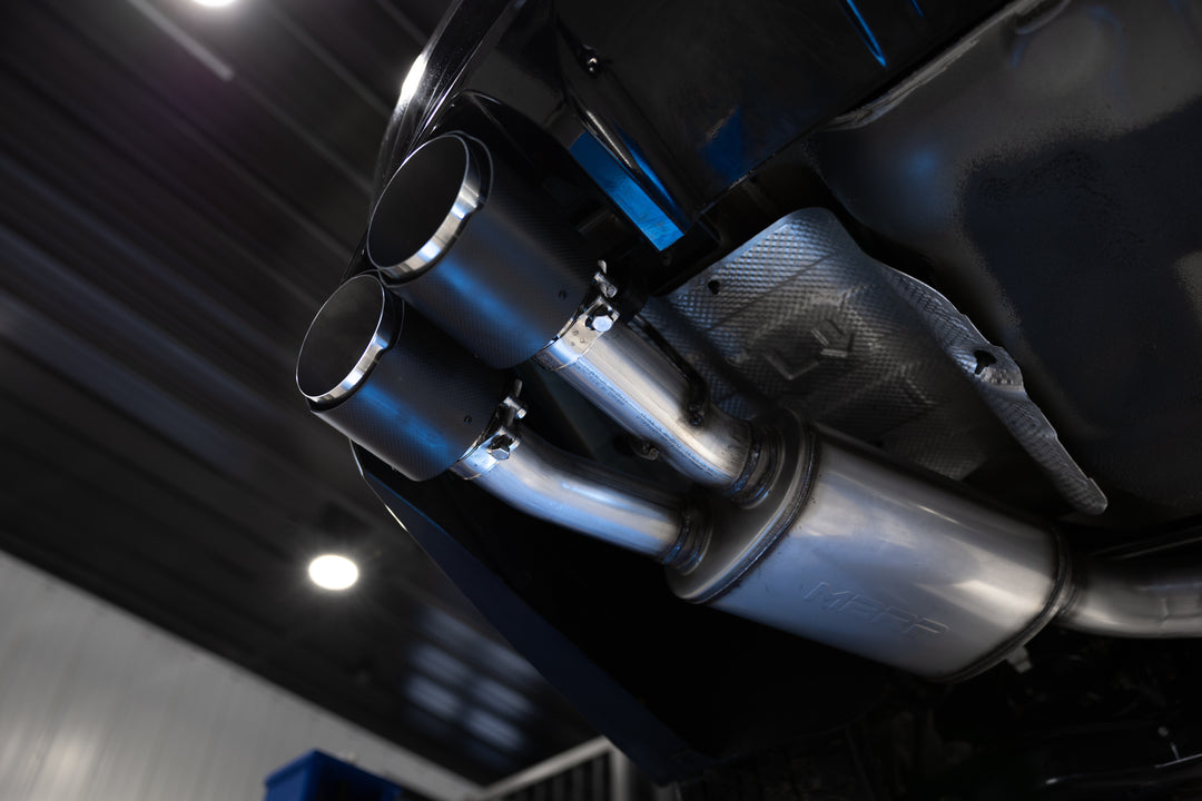 MBRP 21-23 Hyundai Sonata N Line 2.5L Turbo, Armor Pro 2.5" Cat-Back Dual Split Rear Quad Outlet, Carbon S47153CF