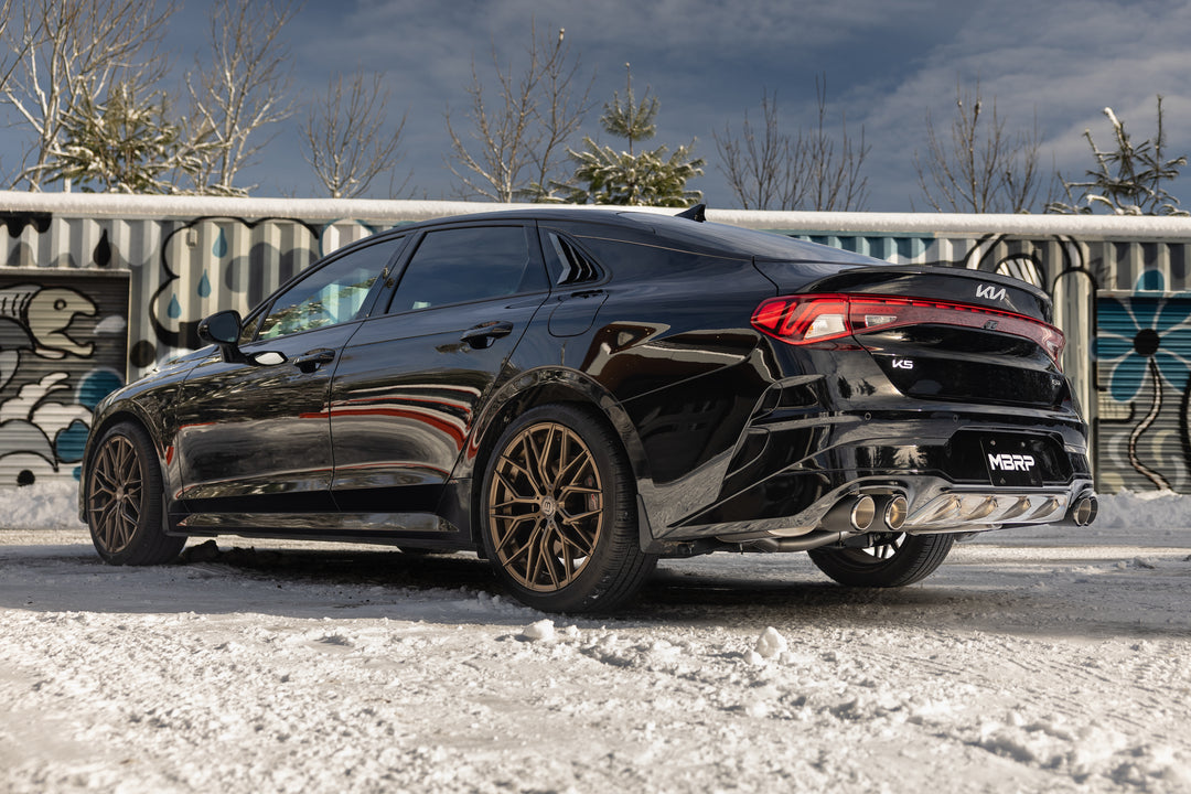 MBRP 21-24 Kia K5 GT 2.5L Turbo, Armor Pro 2.5" Cat-Back Dual Split Rear Quad Outlet, Carbon Fiber Tips S47163CF