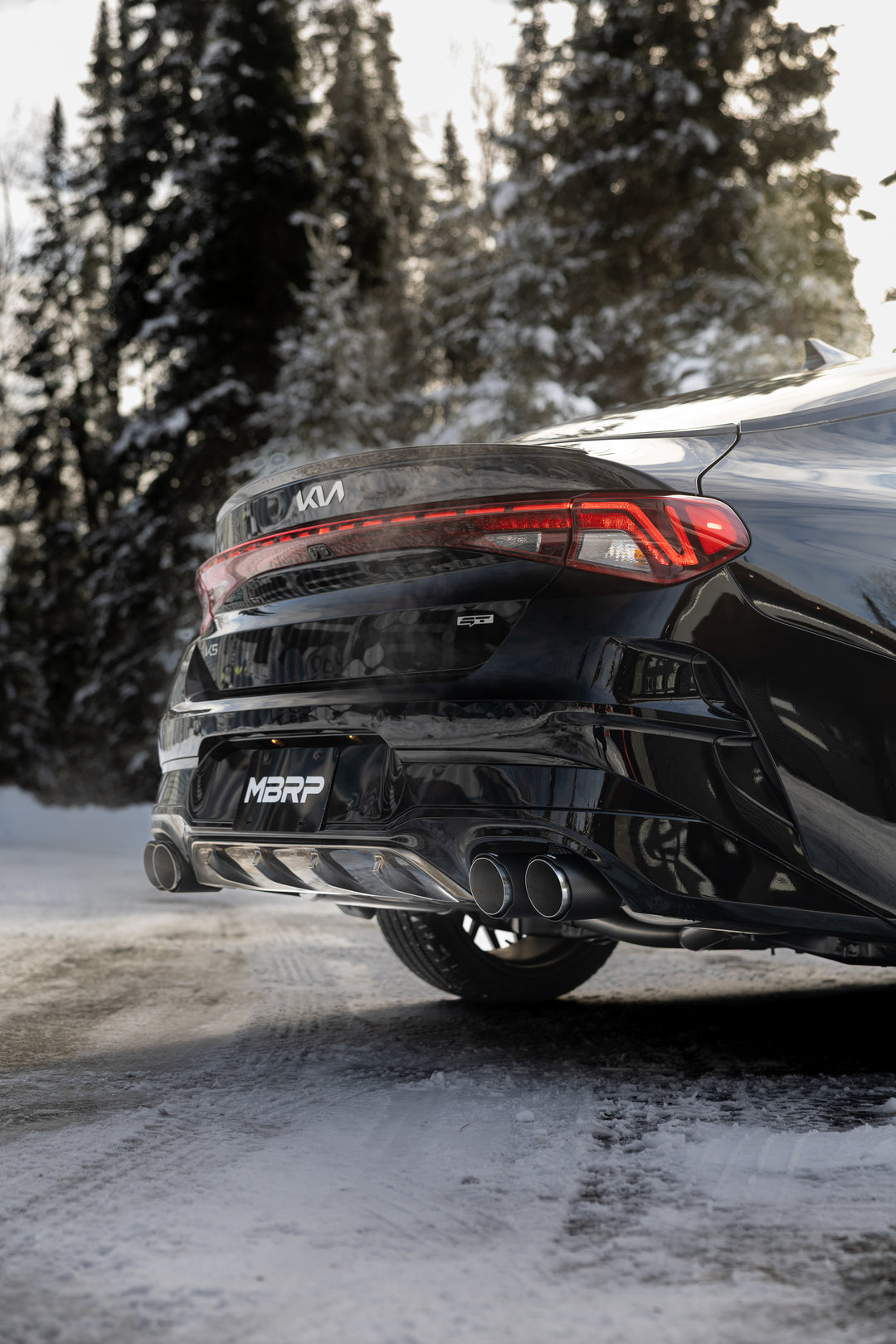 MBRP 21-24 Kia K5 GT 2.5L Turbo, Armor Pro 2.5" Cat-Back Dual Split Rear Quad Outlet, Carbon Fiber Tips S47163CF
