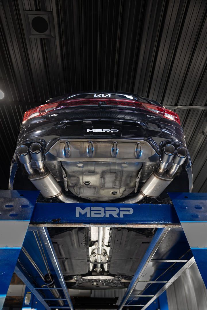 MBRP 21-24 Kia K5 GT 2.5L Turbo, Armor Pro 2.5" Cat-Back Dual Split Rear Quad Outlet, Carbon Fiber Tips S47163CF