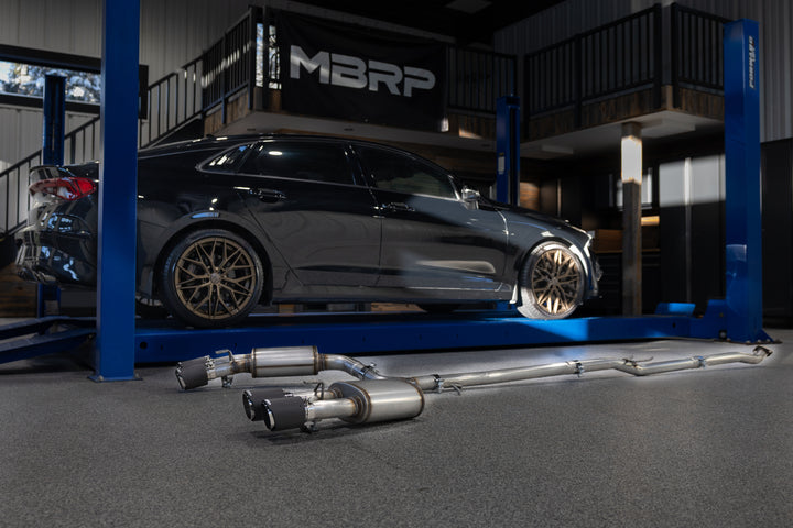 MBRP 21-24 Kia K5 GT 2.5L Turbo, Armor Pro 2.5" Cat-Back Dual Split Rear Quad Outlet, Carbon Fiber Tips S47163CF