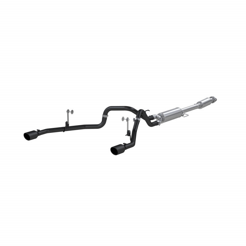 MBRP 21-Up Ford F-150 Black Coated Aluminized Steel 3" Cat-Back 2.5" Dual Split Rear Exhaust System S5215BLK