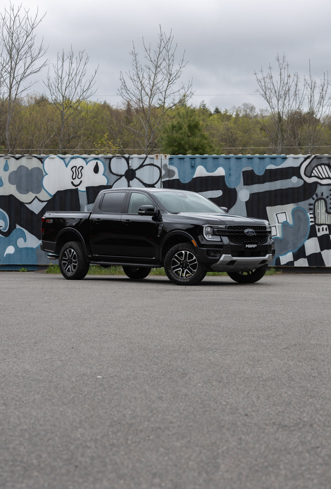 MBRP 2024 Ford Ranger 2.3L Ecoboost Armor BLK Black-Coated Aluminized Steel 3" Cat-Back Single Side Exit S5269BLK