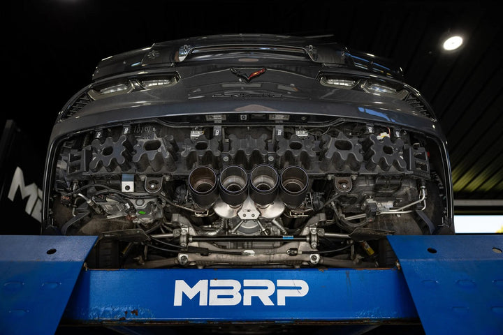MBRP 14-19 Chevrolet Corvette C7 6.2L, Armor Pro 3" Axle-Back Dual Split Rear Quad Outlet with Carbon S70073CF