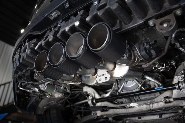 MBRP 14-19 Chevrolet Corvette C7 6.2L, Armor Pro 3" Axle-Back Dual Split Rear Quad Outlet with Carbon S70073CF