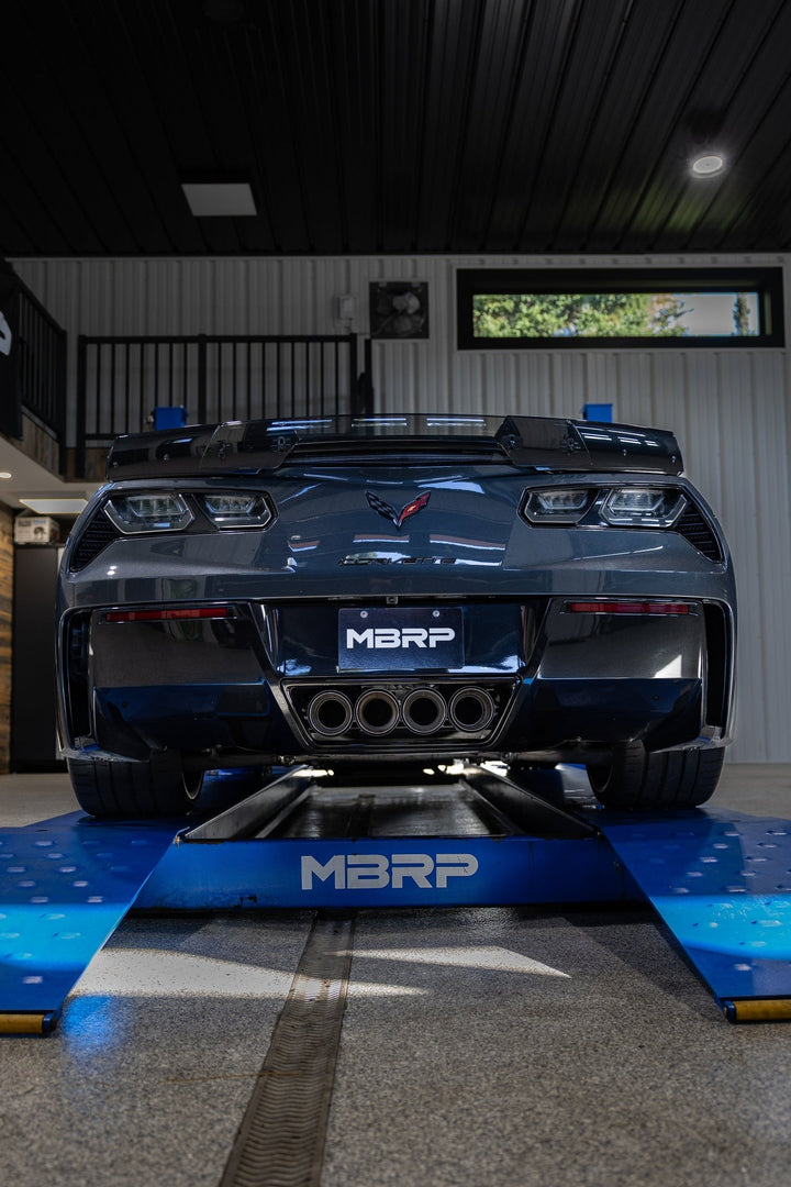 MBRP 14-19 Chevrolet Corvette C7 6.2L, Armor Pro 3" Axle-Back Dual Split Rear Quad Outlet with Carbon S70073CF