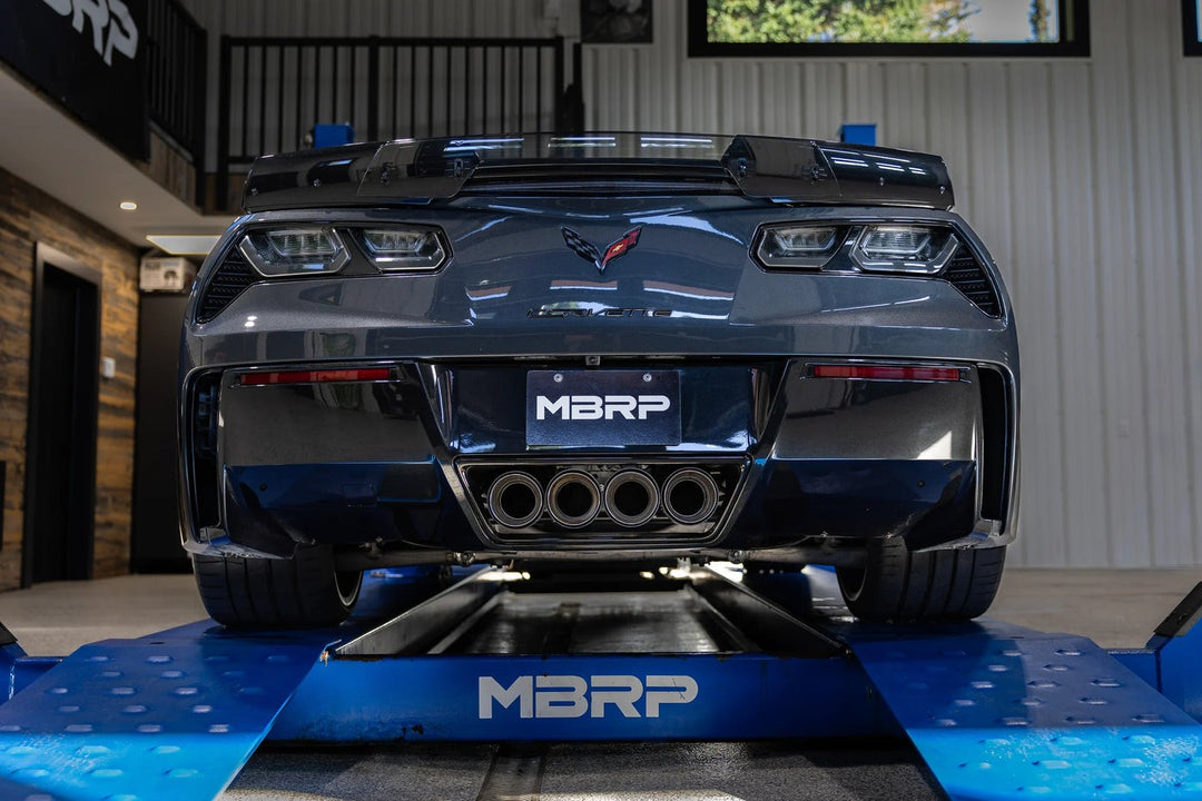 MBRP 14-19 Chevrolette Corvette C7 6.2L Armor Pro 3" Axle Back, Muffler Bypass, Quad Outlet with Carbon S70083CF