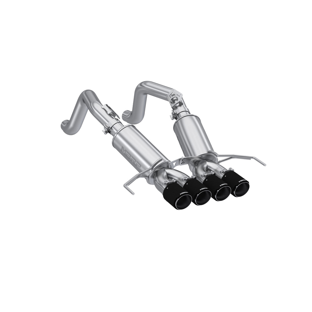 MBRP 2014-2019 Chevrolet Corvette 6.2L T304 Stainless Steel 3" Dual Muffler Axle-Back with Quad Carbon S70303CF