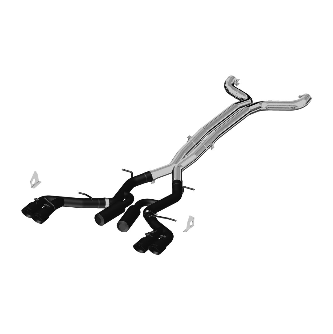 MBRP 3" Dual Cat Back Exhaust Quad Tips Black Coated Race Version For 16-24 Chevrolet Camaro, V8 6.2L 6 S7033BLK
