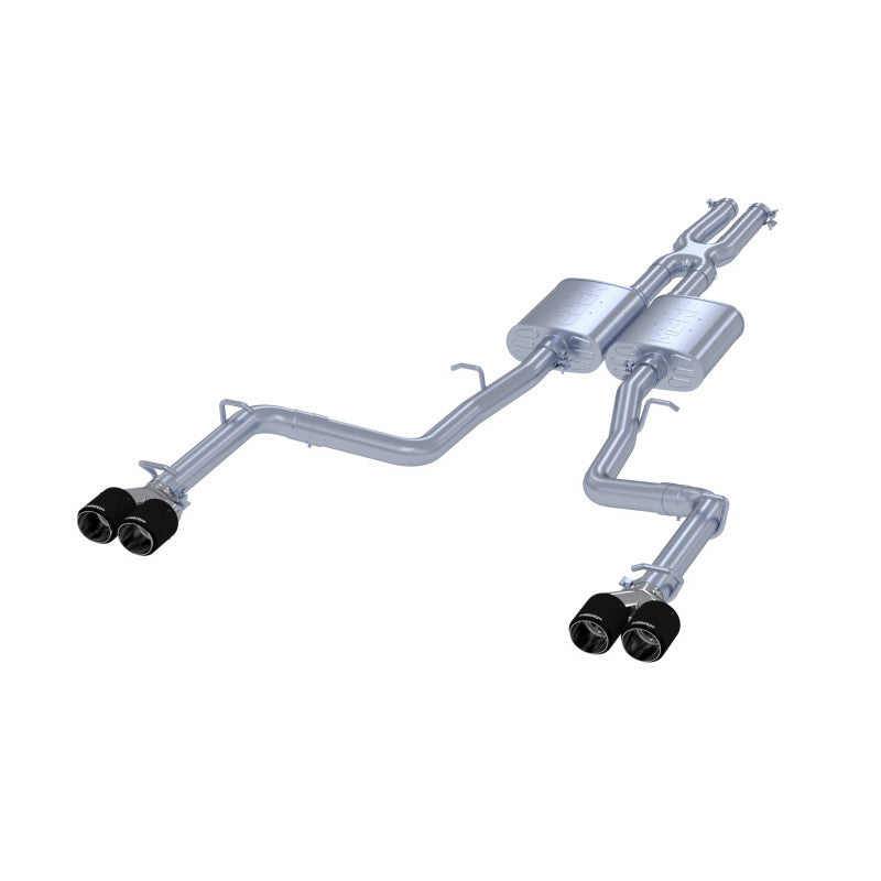 MBRP 15-23 Dodge Challenger T304 Stainless Steel 2.5" Cat Back Dual Rear Exit with Carbon Fiber Tips S71113CF