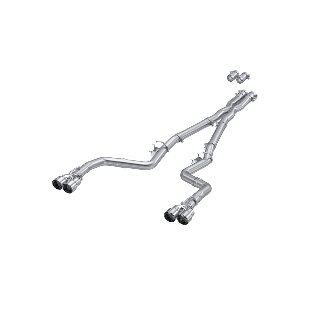 MBRP 15-23 Dodge Challenger Aluminized Steel 3" Dual Cat Back Quad Tips (Race Version) Exhaust System S7114AL