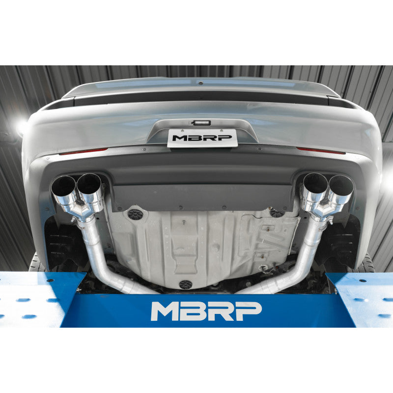 MBRP 2015-2016 Dodge Challenger T304 Stainless Steel 3" Dual Rear Cat-Back Quad Tips (Race Version) S71163CF
