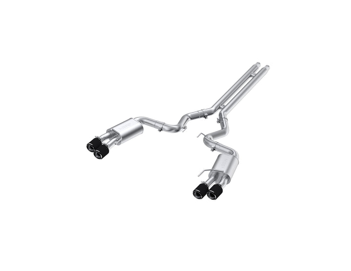 MBRP 18-23 Ford Mustang GT 5.0L T304 Stainless Steel 3" Cat-Back Dual Rear with Quad Carbon Fiber Tips S72053CF