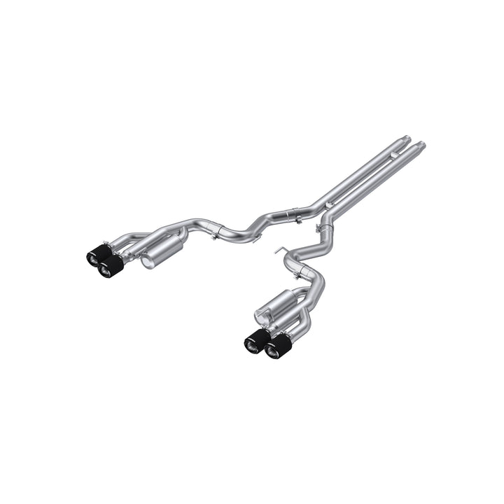 MBRP 18-23 Ford Mustang GT 5.0L T304 Stainless Steel 3" Cat-Back Dual Rear with Quad Carbon Fiber Tips S72073CF
