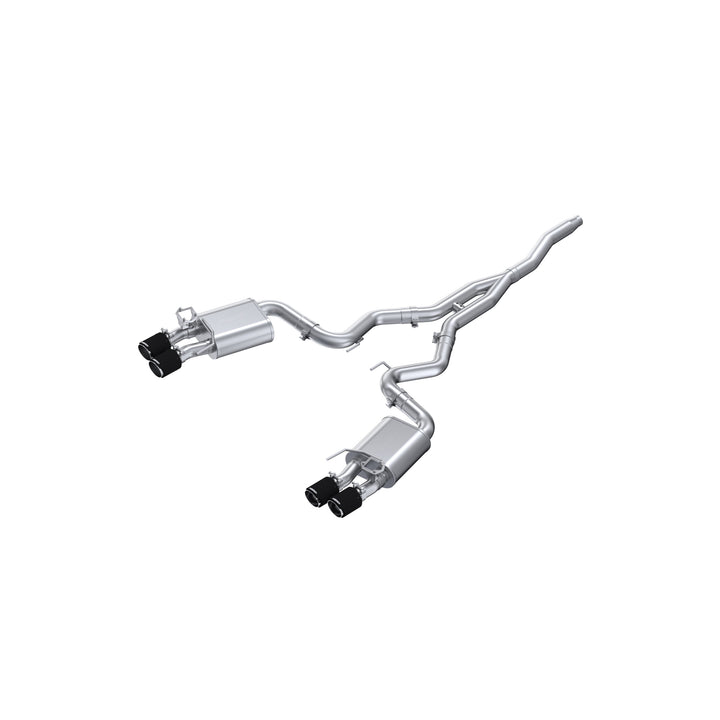 MBRP 2019-2023 Ford Mustang 2.3L EcoBoost Active T304 Stainless Steel 3" Cat-Back Quad Rear Exit with CF S72233CF