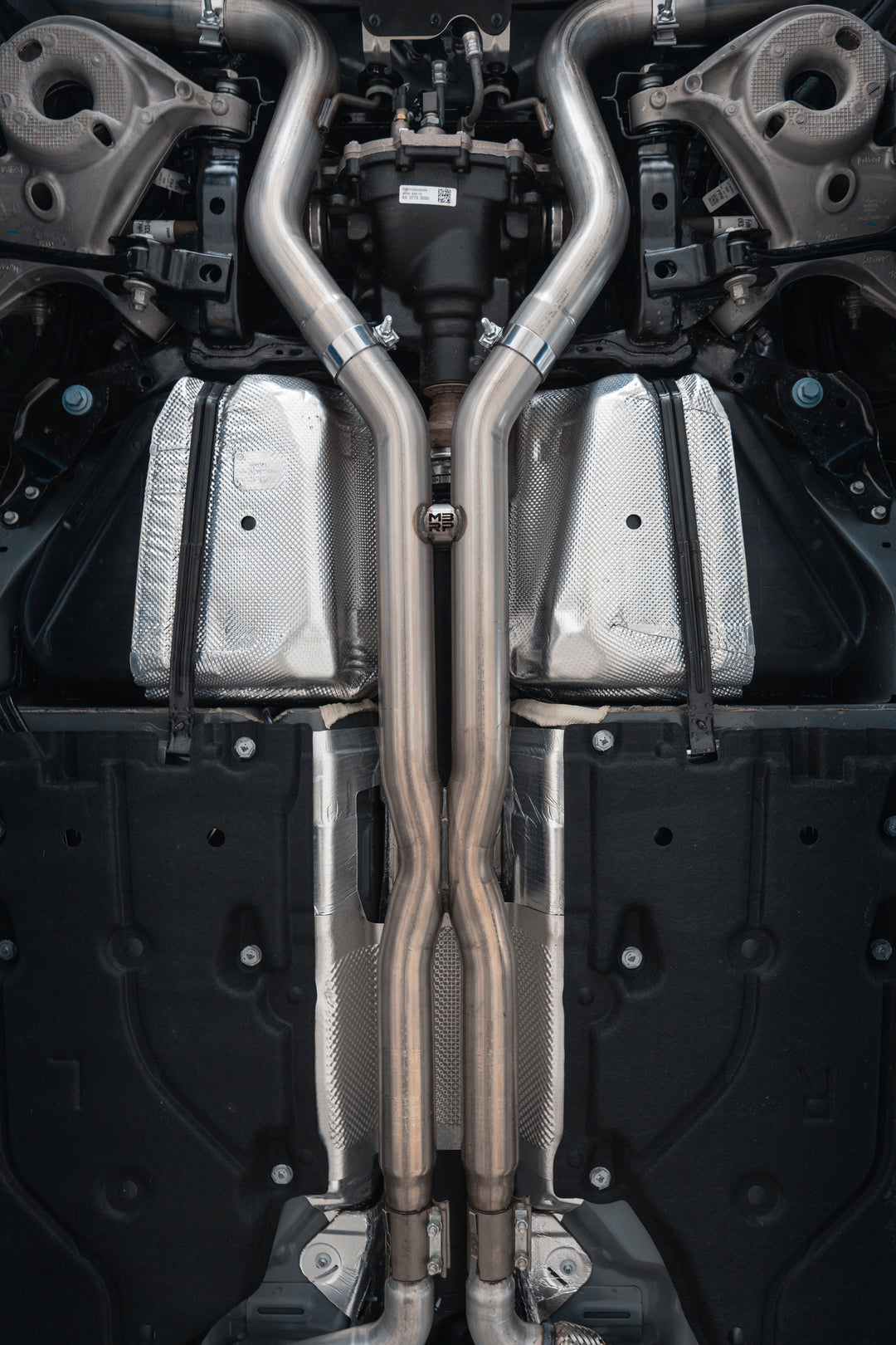 MBRP 2024-Up Ford Mustang Dark Horse 5.0L Armor Pro 3" Cat-Back Quad Split Rear with CF Tips Active S72843CF