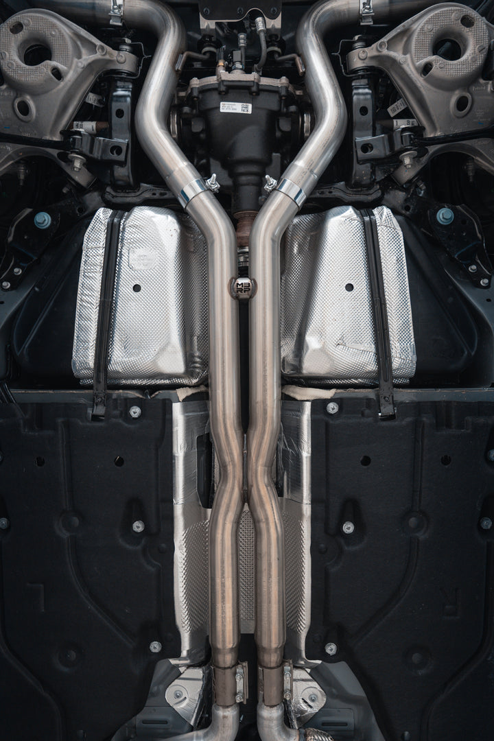 MBRP 2024-Up Ford Mustang Dark Horse 5.0L Armor Pro 3" Cat-Back Quad Split Rear with CF Tips Active S72843CF