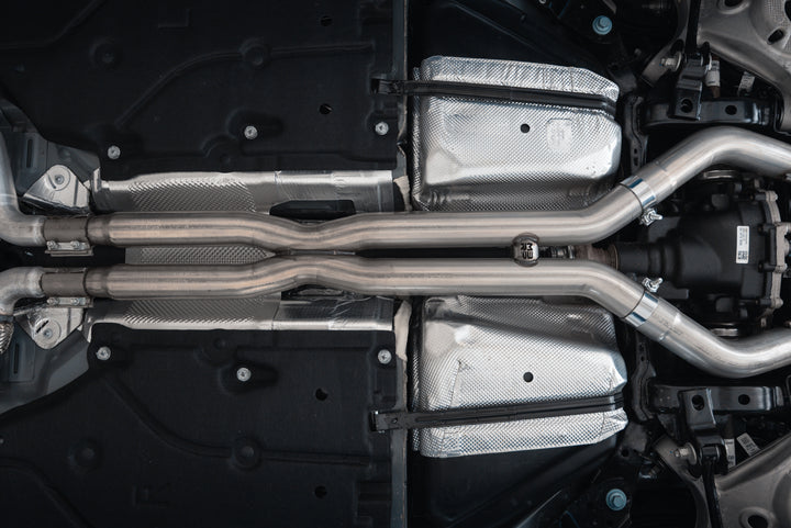 MBRP 2024-Up Ford Mustang Dark Horse 5.0L Armor Pro 3" Cat-Back Quad Split Rear with CF Tips Active S72843CF
