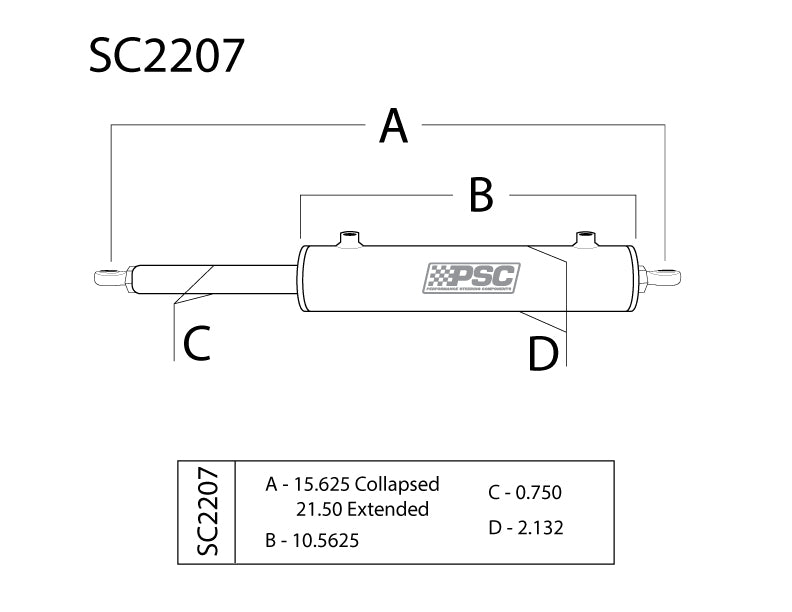 PSC Assist Cylinder Single-Ended 1.75" x 6" SC2207 | SKU SC2207