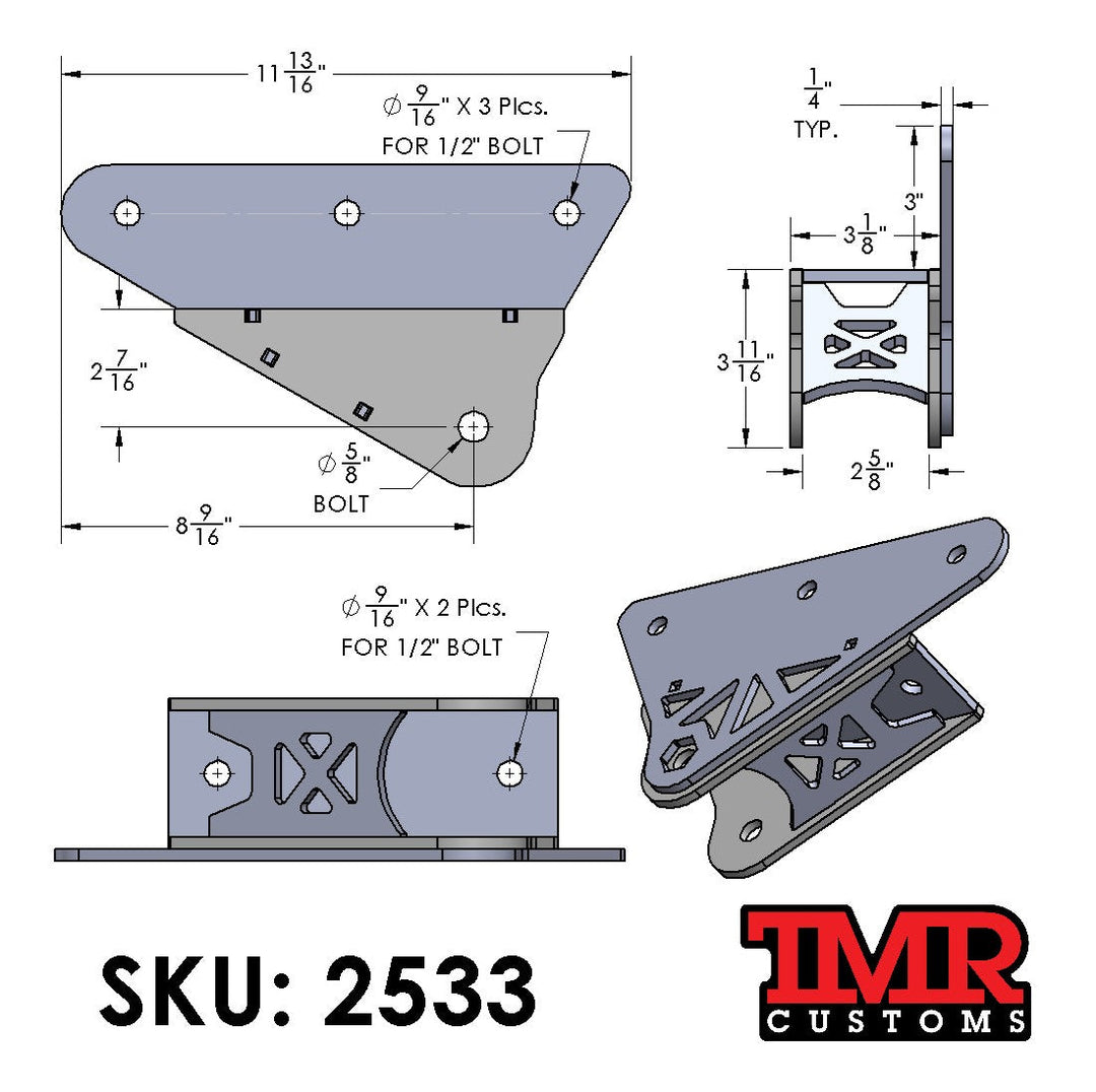 TMR Customs Universal DIY Traction Bar Brackets - Frame Mount