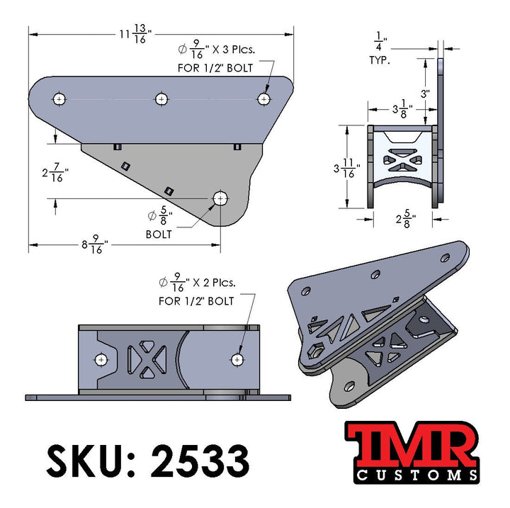 TMR Customs Universal DIY Traction Bar Brackets - Frame Mount