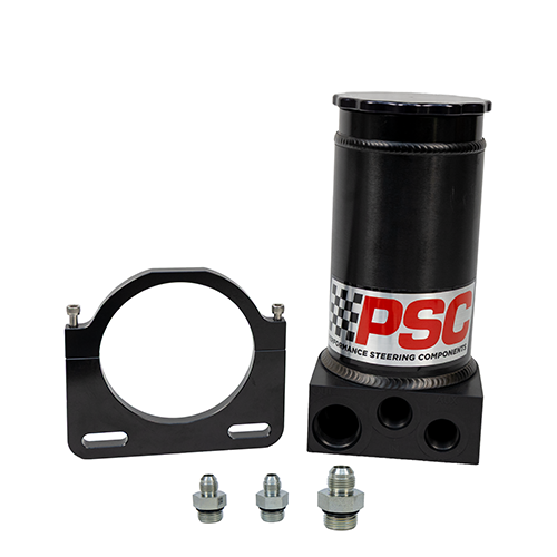 PSC Pro Touring Street 8.25" Remote Fluid Reservoir SR146-SB - with Hydro-Boost / Black Anodized