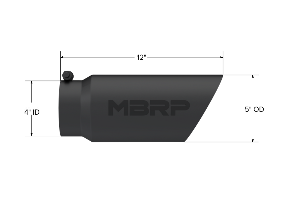MBRP Exhaust Tip 5" O.D. Dual Wall Angled 4" Inlet 12" Length-Black Finish T5053BLK