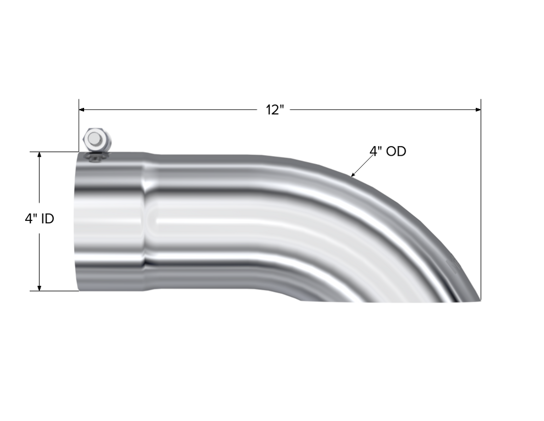 MBRP Exhaust Tail Pipe Tip 4" O.D. Turn Down 4" Inlet 12" Length T304 Stainless Steel T5081
